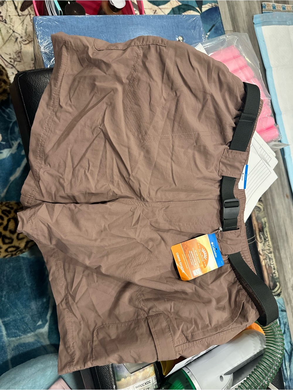 Columbia Women's Brown Outdoor Quick-Dry Bermudas with Webbing Belt